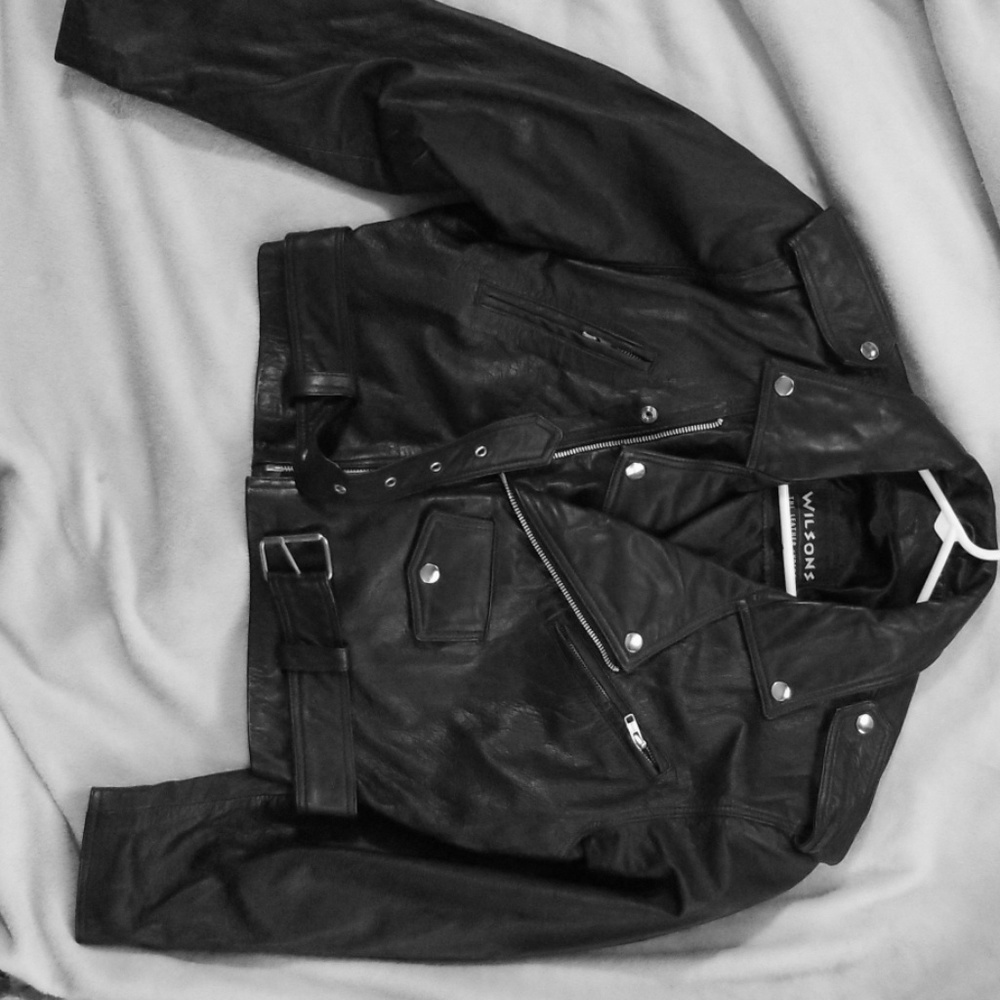 Genuine leather black Moto jacket